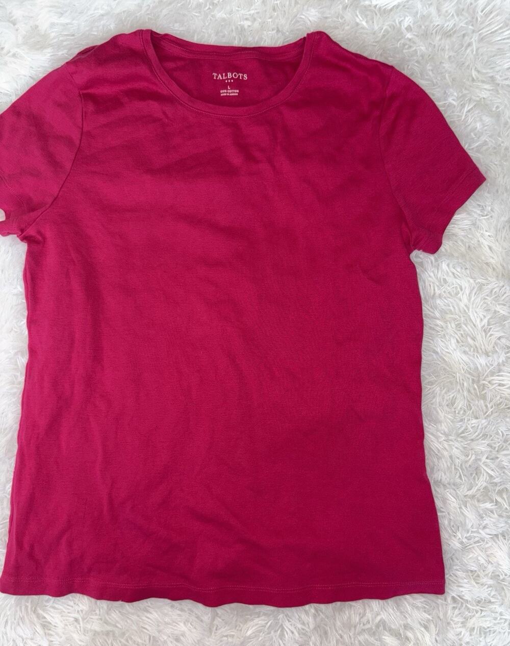 Talbots Women’s L Classic Deep Pink Crewneck Tee. Soft, excellent Condition